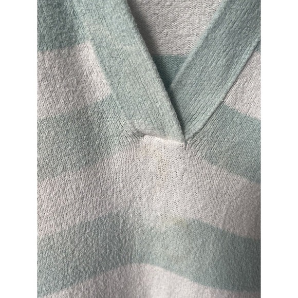 TANYA TAYLOR Maisie V Neck Collared Striped Sweater Drop Shoulder XS Light Blue - Picture 5 of 11